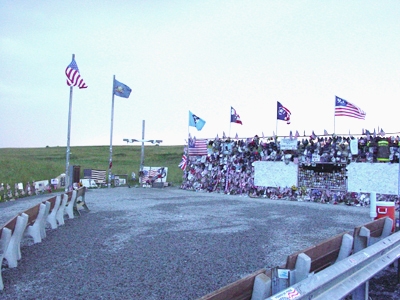 This is as close as visitors can get to the actual crash site.  The temporary memorial contains thousands of mementos and patriotic keepsakes.