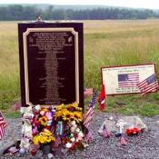 One of the many plaques representing the victims of Flight 93's bravery and courage