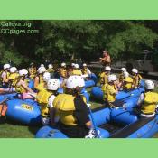 Rafting basics and safety reviewed before putting on the river.