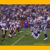Redskins Defense lines up against the mythical Cowboy offensive. Washington is our football nation's capital.