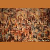 Cityscape Abstract oil painting by Washington, DC artist, Sally Osburn (Wolfe).