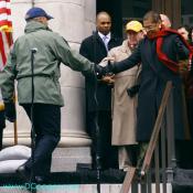Former DC Mayor Anthony Allen "Tony" Williams extends his hand to Congresswoman Eleanor Holmes Norton