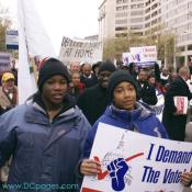 Energetic youth participate with the April 16, 2007 march on Capitol Hill demanding Congressional Voting Rights for DC