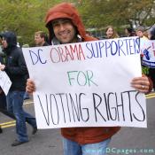 Presidential candidate Obama supporters were among the thousands taking part with the April 16, 2007 march on Capital Hill demanding Congressional Voting Rights for DC