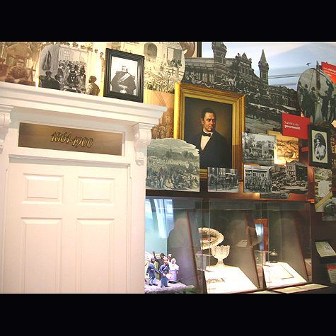 Displays of major historical events during 1861- 1900
A Modernizing City: The Civil War transformed Washington. After four years as Union headquaters, the entire city needed to be rebuilt to accomodate a population almost doubled in size due to a larger govenment workforce and thousands of recently freed African Americans. 