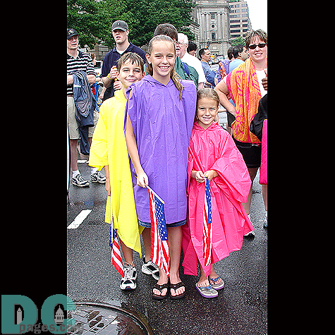 Upon arrival to the National Mall, these kids realized that rain ponchos were the way to go.