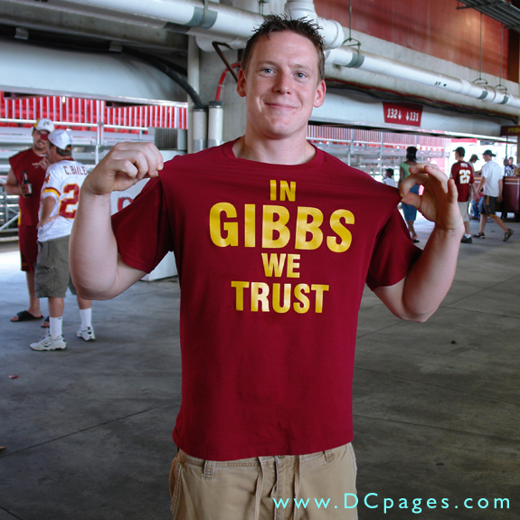 Tee shirt - IN GIBBS WE TRUST. After spending 11 years in retirement from the NFL, Gibbs returned to the Redskins.