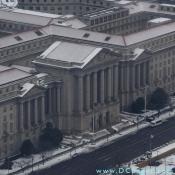View of Mellon Auditorium taken from the observation floor of the Washington Monument.