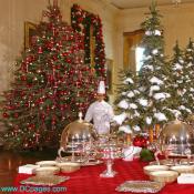 White House Executive Chef, Cris Comerford enters the State Dining Room.