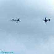 F4U Corsair "chasing" an F-18 Hornet: Andrew's AFB Open House