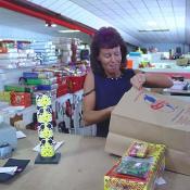 Here's Teri at check-out