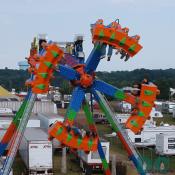 Ferris wheel view of the 'Extreme' carnival ride.