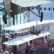 Hanging in the lobby is the Wright Brothers 1903 Flyer, the first functioning aircraft in the world.