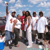 A fan proudly shows off his Redskins tattoo.