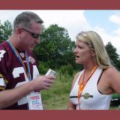 Melanie Treanor, the marketing and events coordinator for the Redskins Cheerleaders, orchestrates their promotional calendar, including visits overseas to boost our troops.