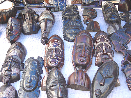 Hand-carved African masks.