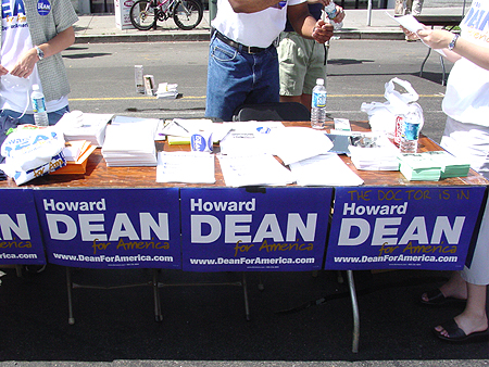 Howard Dean's presidental campaign crew were all over the festival supporting their candidate.