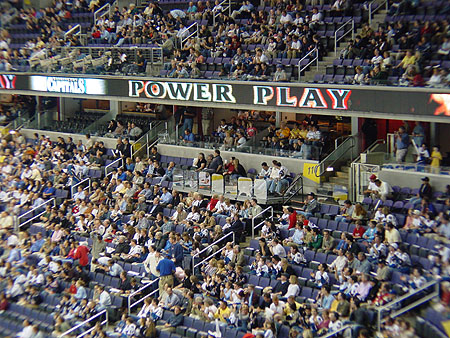 The crowd cheers as the Caps prepare for another successful power play.