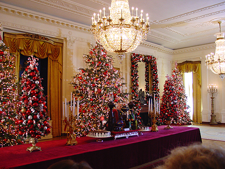 Guests felt the holiday spirit with the chandeliers hanging and the decorations all around them.