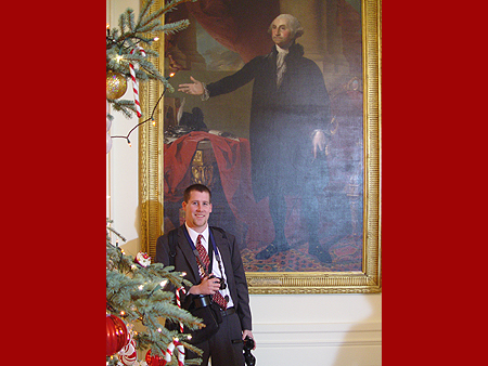 DCpages's journalist, Ed Palmedo, poses with George Washington.
