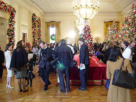 Many people came to join to the White House to view the holiday decorations.