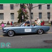 Washington DC St Patricks Day Parade - Division B Marshall, Sasao Fitzgerald rides in a sky blue 1965 Ford Mustang.