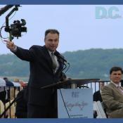 "This bridge will not bring an end to the metro area's traffic problems. But it will
make a difference," said Virginia Governor Timothy M. Kaine. Maryland Governor Robert L. Ehrlich listens Kaines speech.