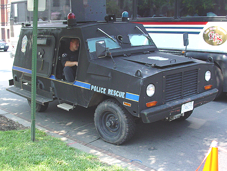 Armored police rescue vehicles were out on the streets to make sure security was strong