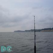 The fishing pole overlooks Calvert Cliffs for one last pass at the power plant.